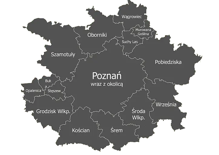 Mapa regionu działania Serwis Bielecki